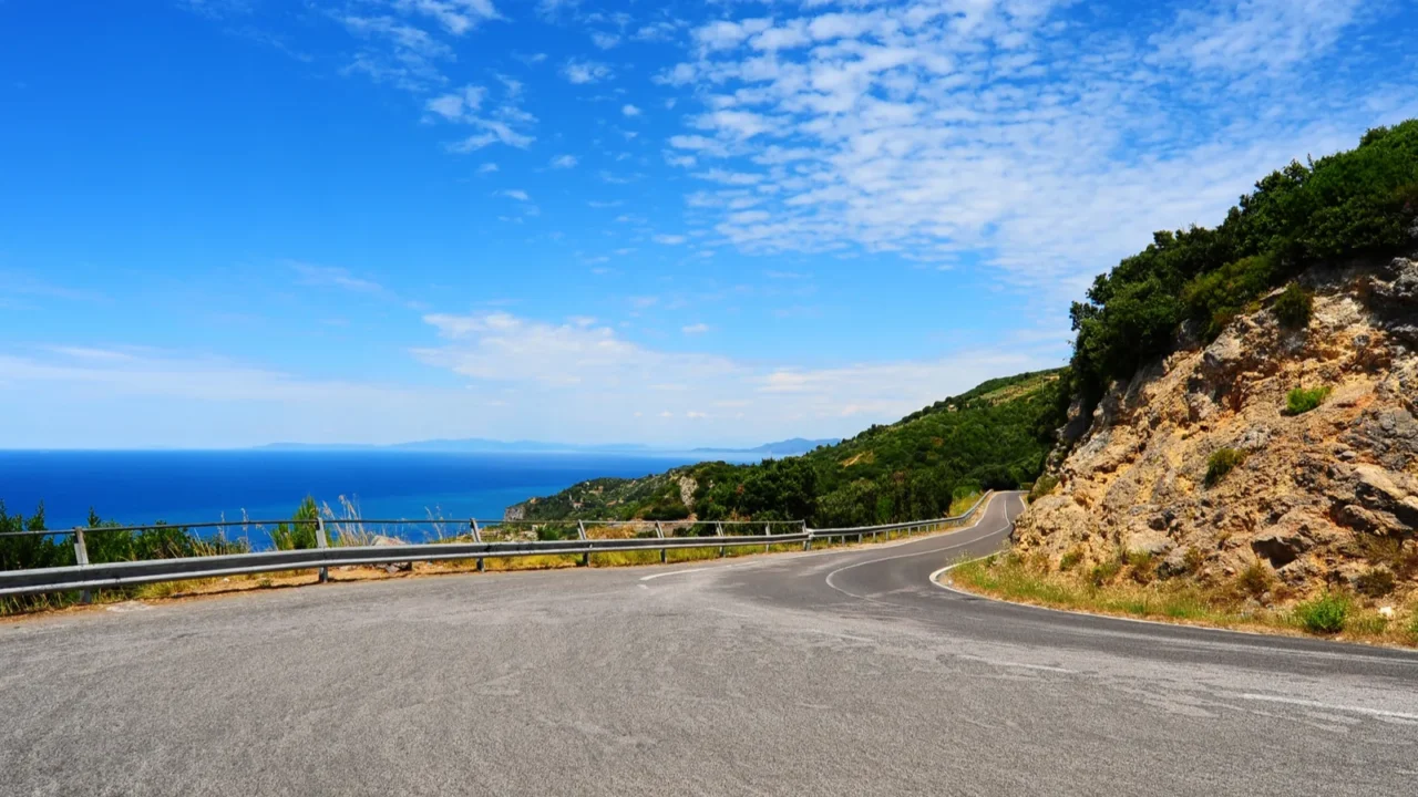 winding road in the mountains along the coast