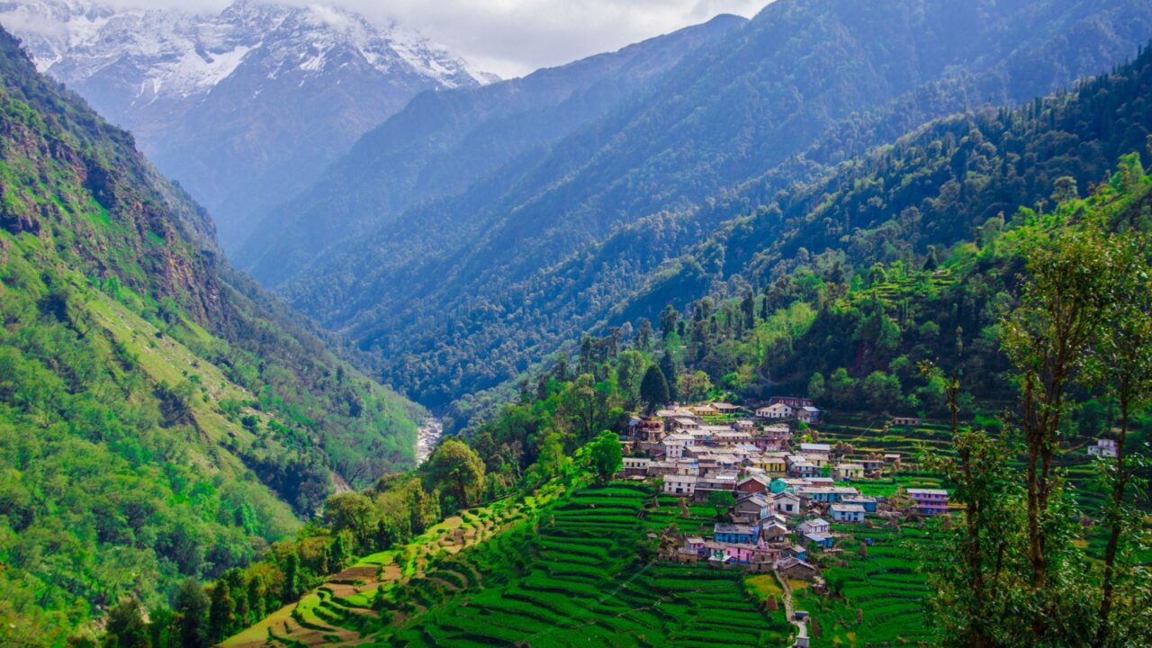 Rustic Himalayan Village Khati A Beautiful Hamlet enroute Pindari/Kafni glacier in the state of Uttarakhand,India.