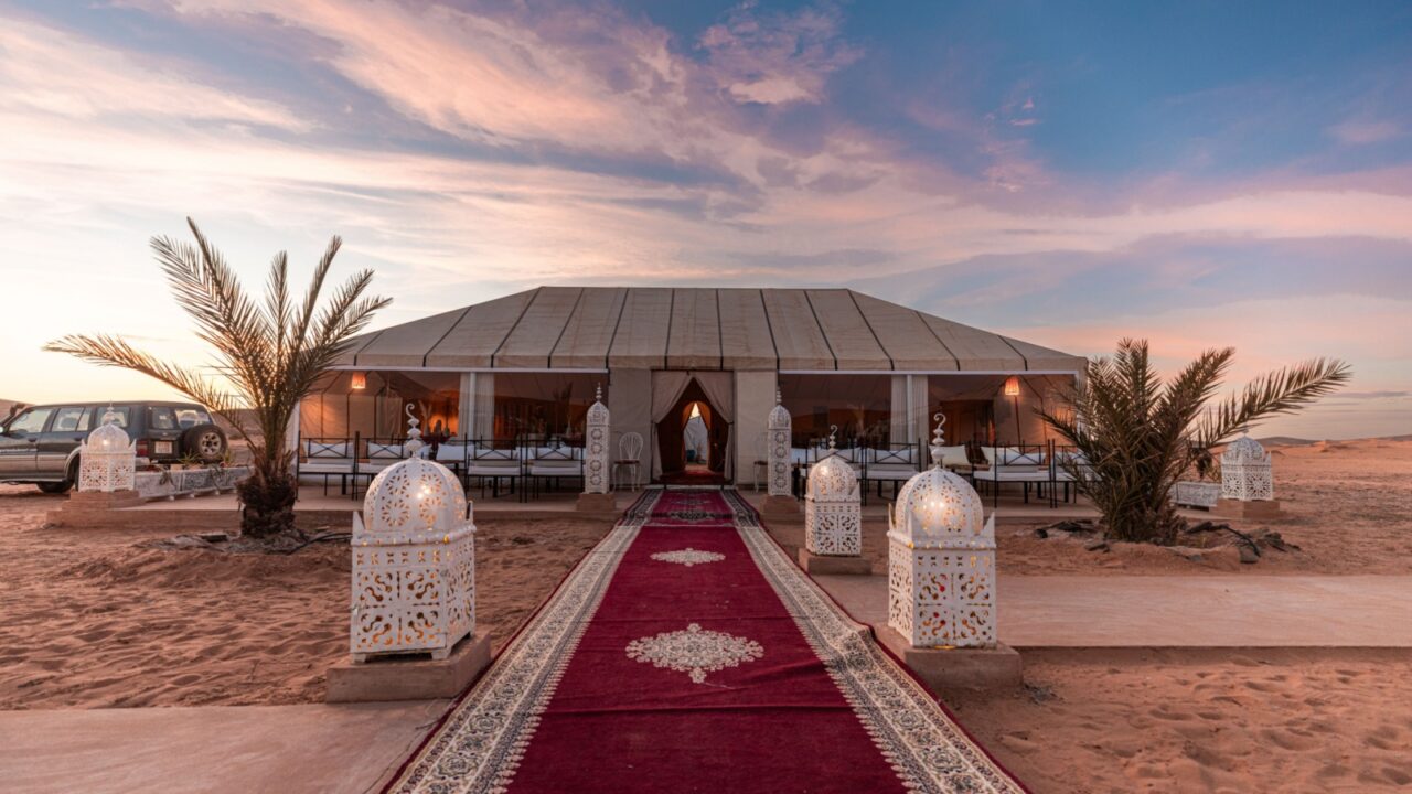 Merzouga, Morocco 25 04 2023 A wonderful luxury camp in the desert of Morocco.