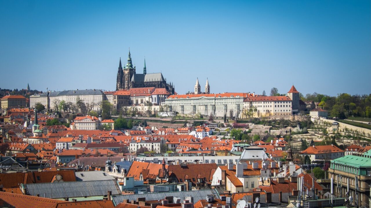 View of old town and Prague castle, Czech Republic