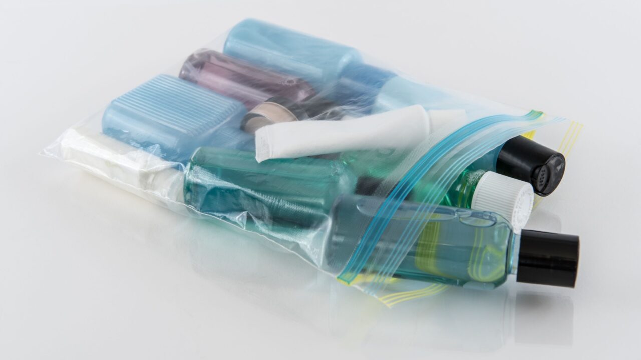 Travel Toiletries in Quart Bag