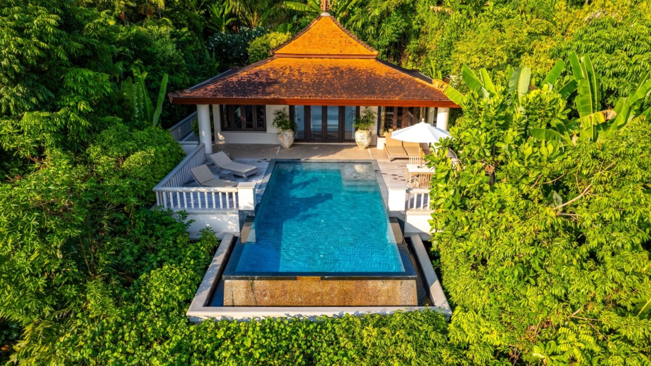 Pool villa in resort in trisara beach in Bang Tao, Phuket, Thailand