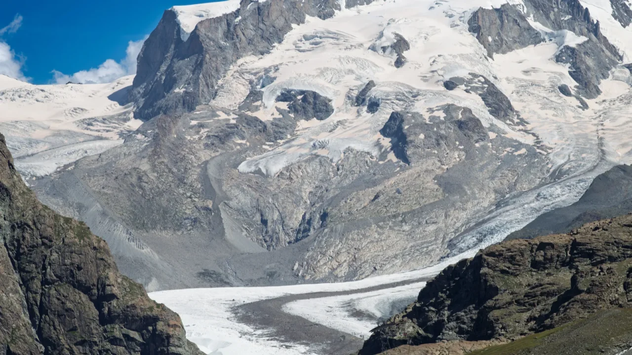 a stunning view of the monte rosa massif and its