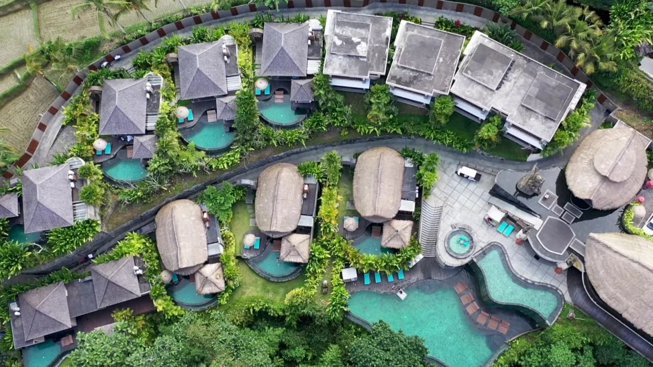aerial view hotel resort in ubud is one of the