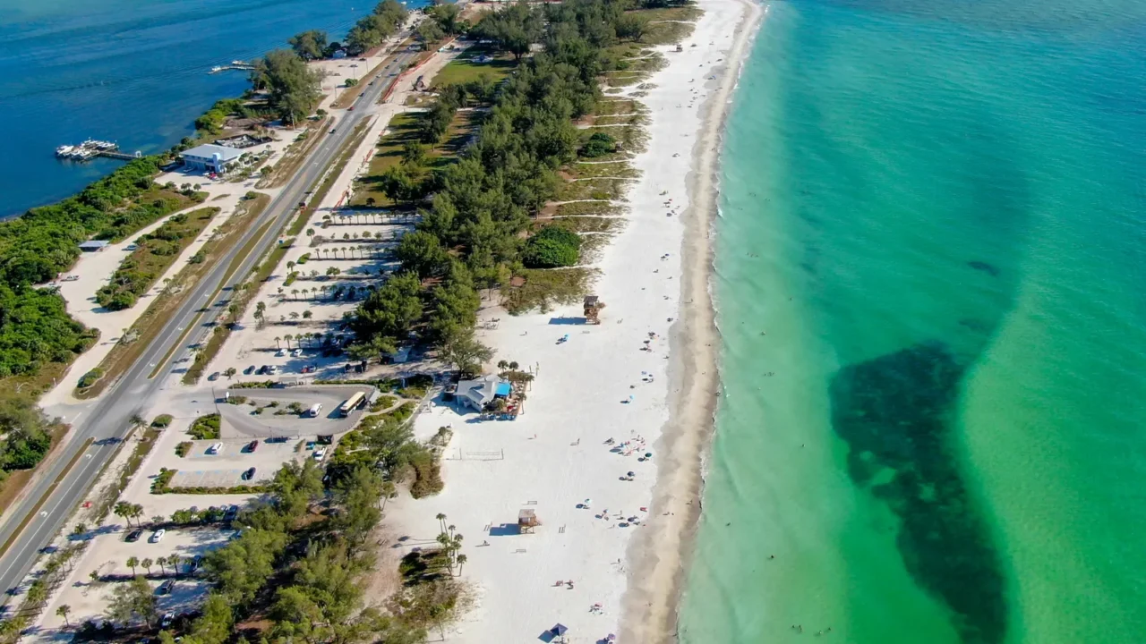 aerial view of coquina beach anna maria island