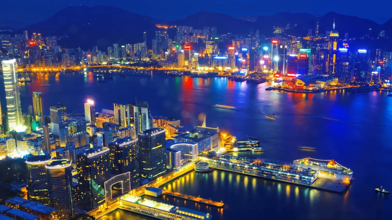 aerial view of hong kong harbor