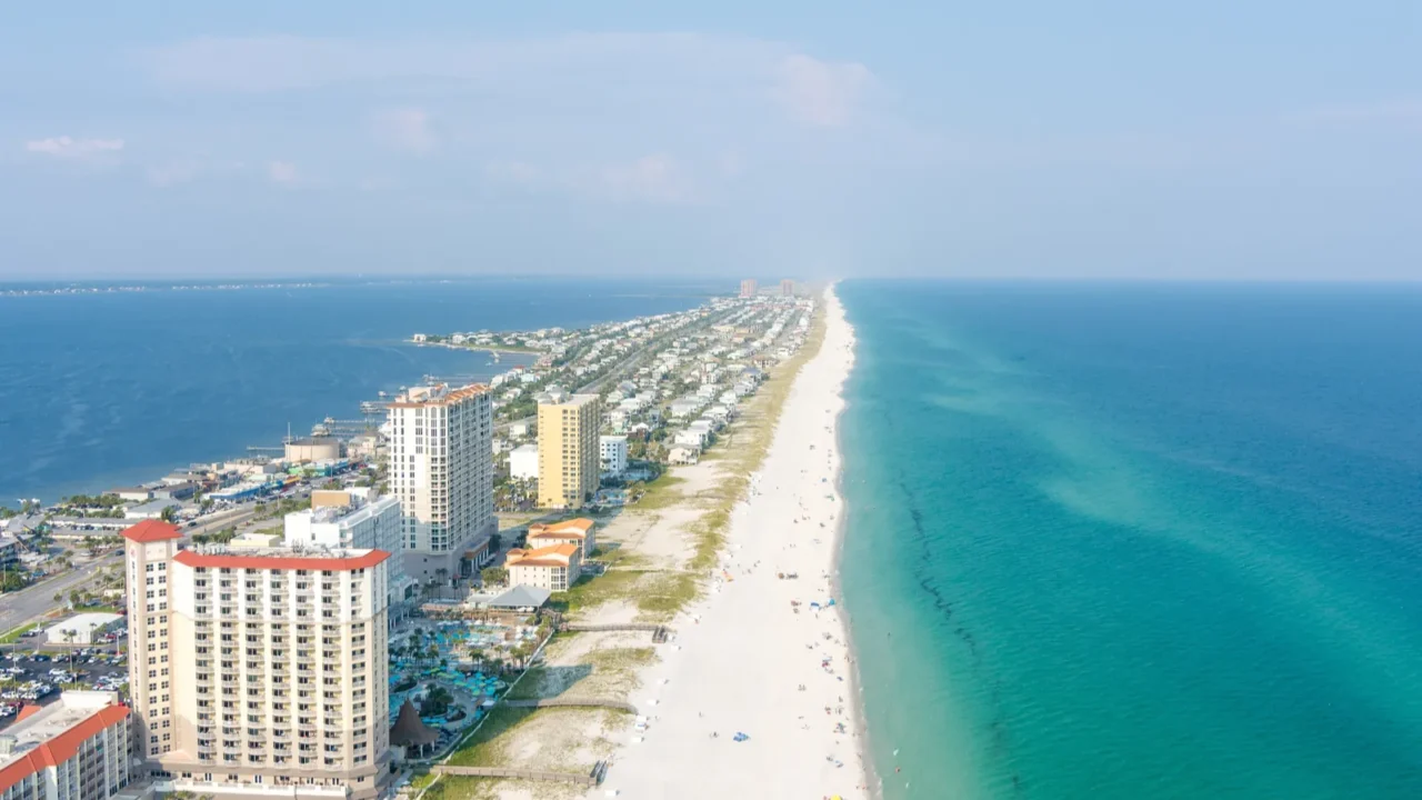 aerial view of the beach in pensacola florida