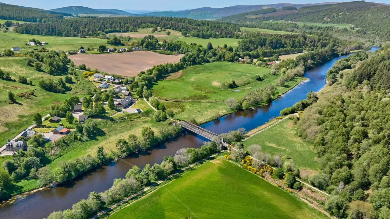 aerial view of the forest and pasture landscape at spey