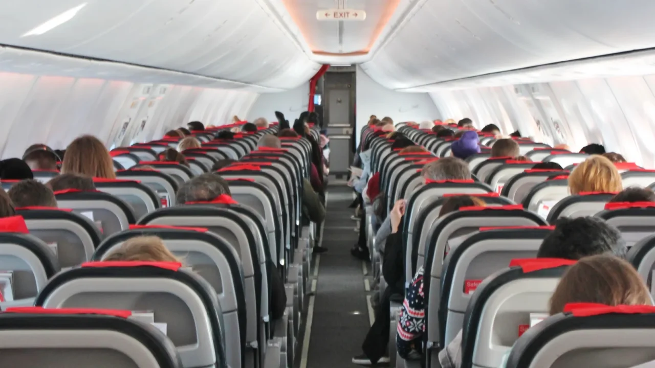 airplane aircraft cabin seats flight aisle