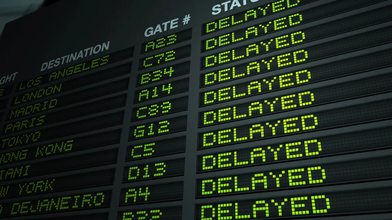 airport flight information board delayed