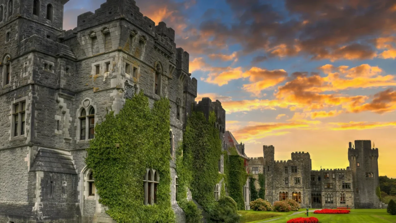 amazing architecture of the ashford castle in co mayo at