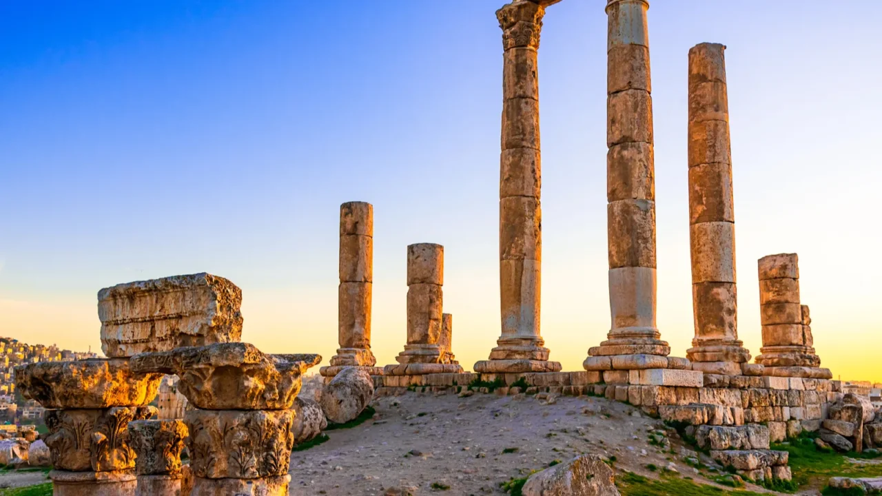 amman jordan amman citadel or jabal alqala with temple of
