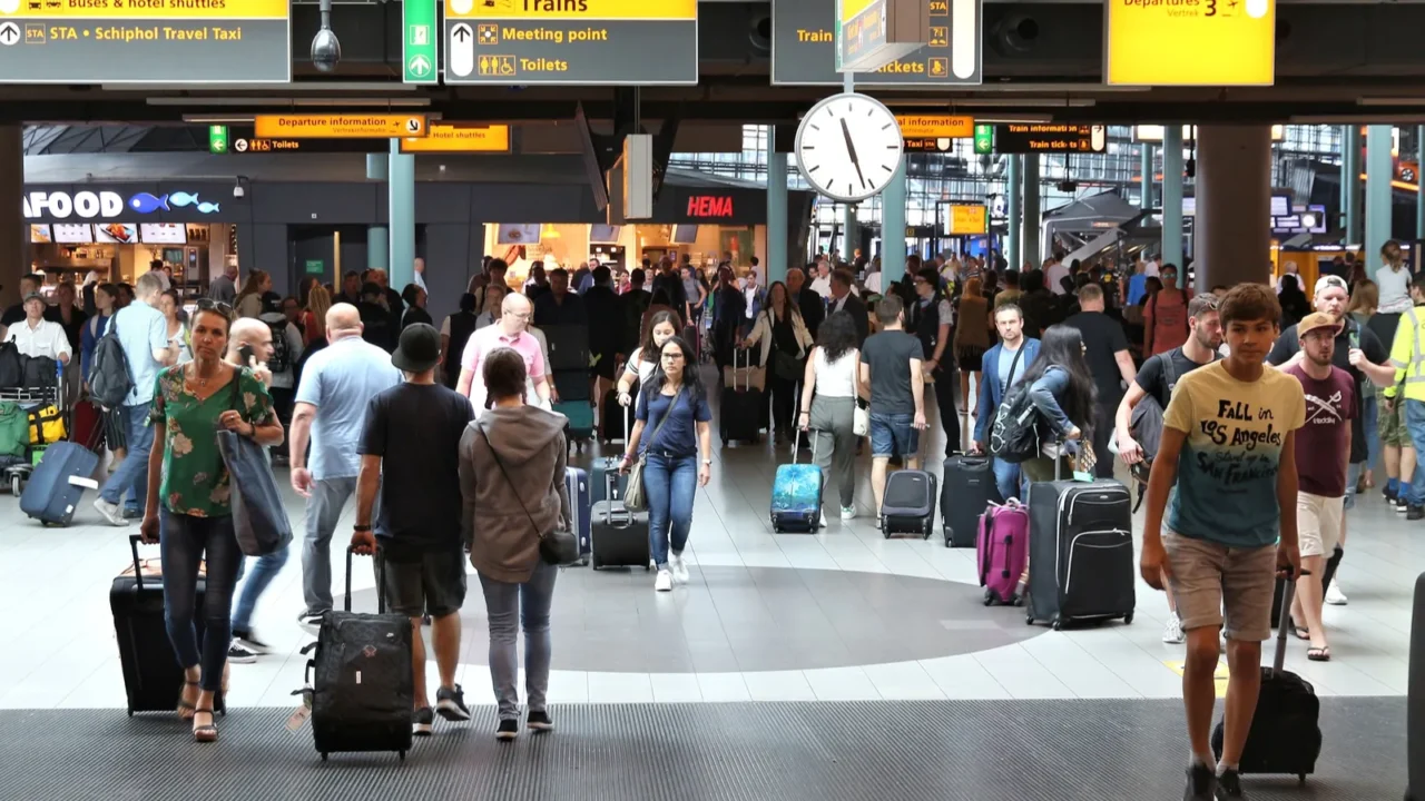 amsterdam netherlands  july 7 2017 travelers visit schiphol airport