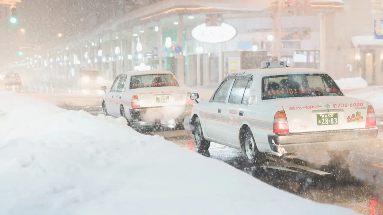 aomorijapan 31 jan 2018winter night city street in aomori