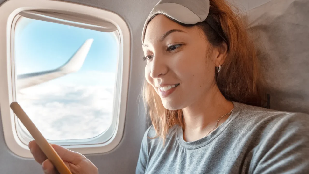 asian woman using mobile internet at the background of the