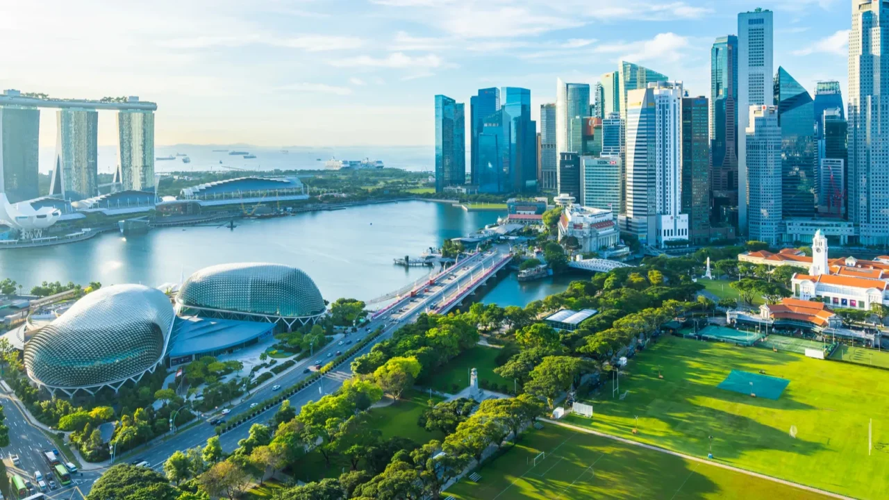 beautiful architecture building exterior cityscape in singapore city skyline with