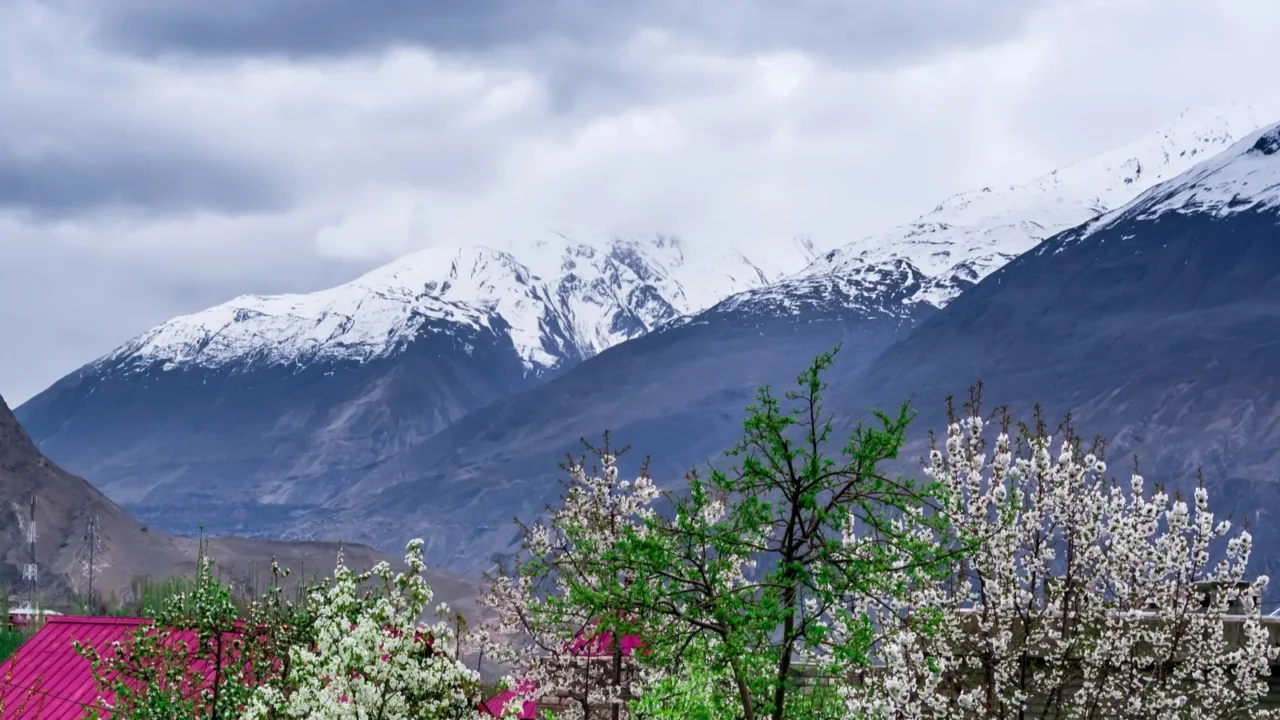 beautiful landscape of hunza valley in autumn season northern area