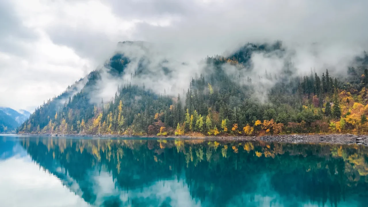 beautiful long lake at jiuzhaigou