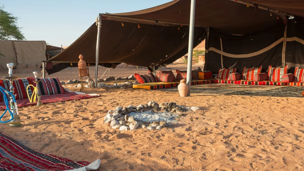 bedouin tent in the wahiba sand desert in the morning