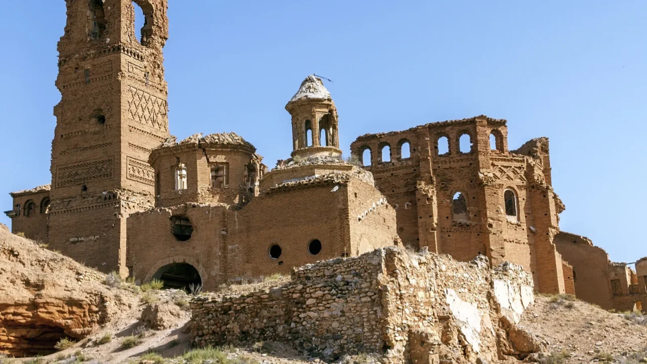 belchite village destroyed in a bombing during the spanish civil