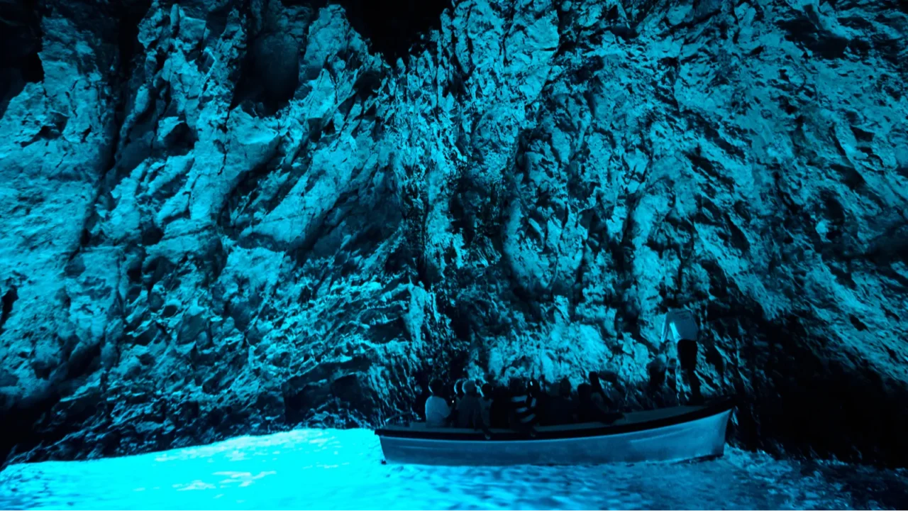 bleu cave in croatia croatian wonder landmark tourist visiting the