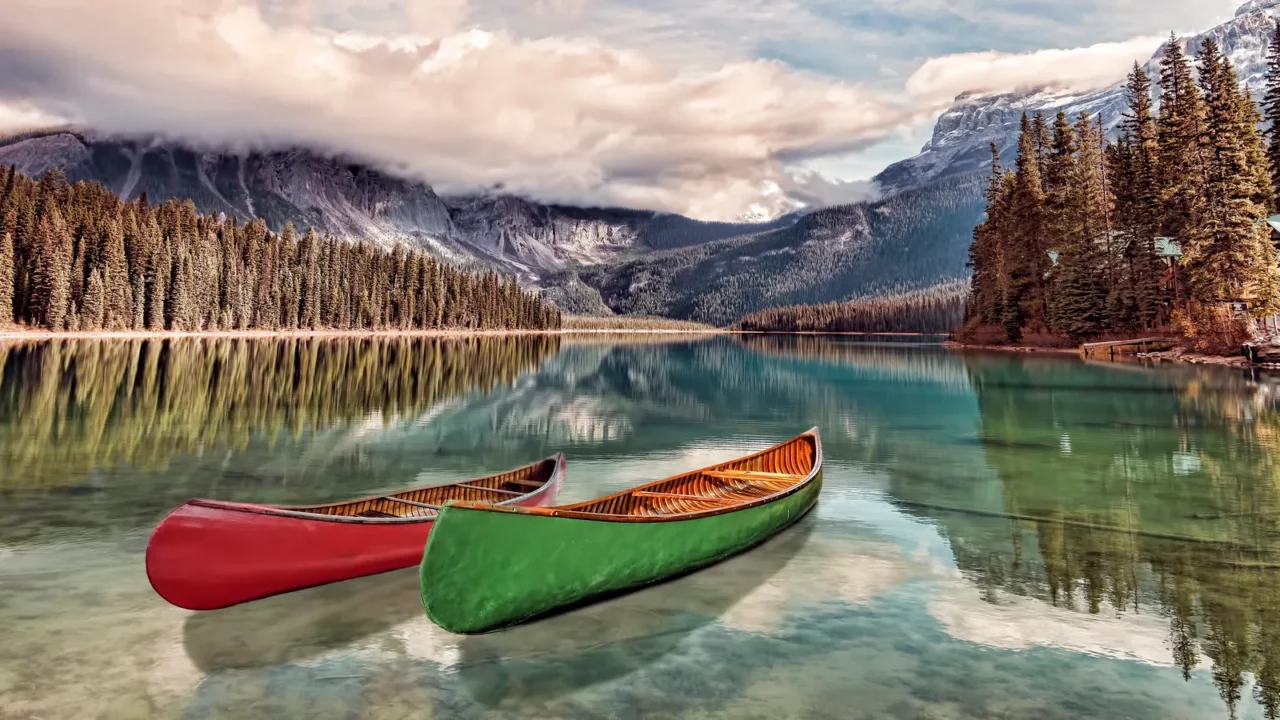 boats on emerald lake