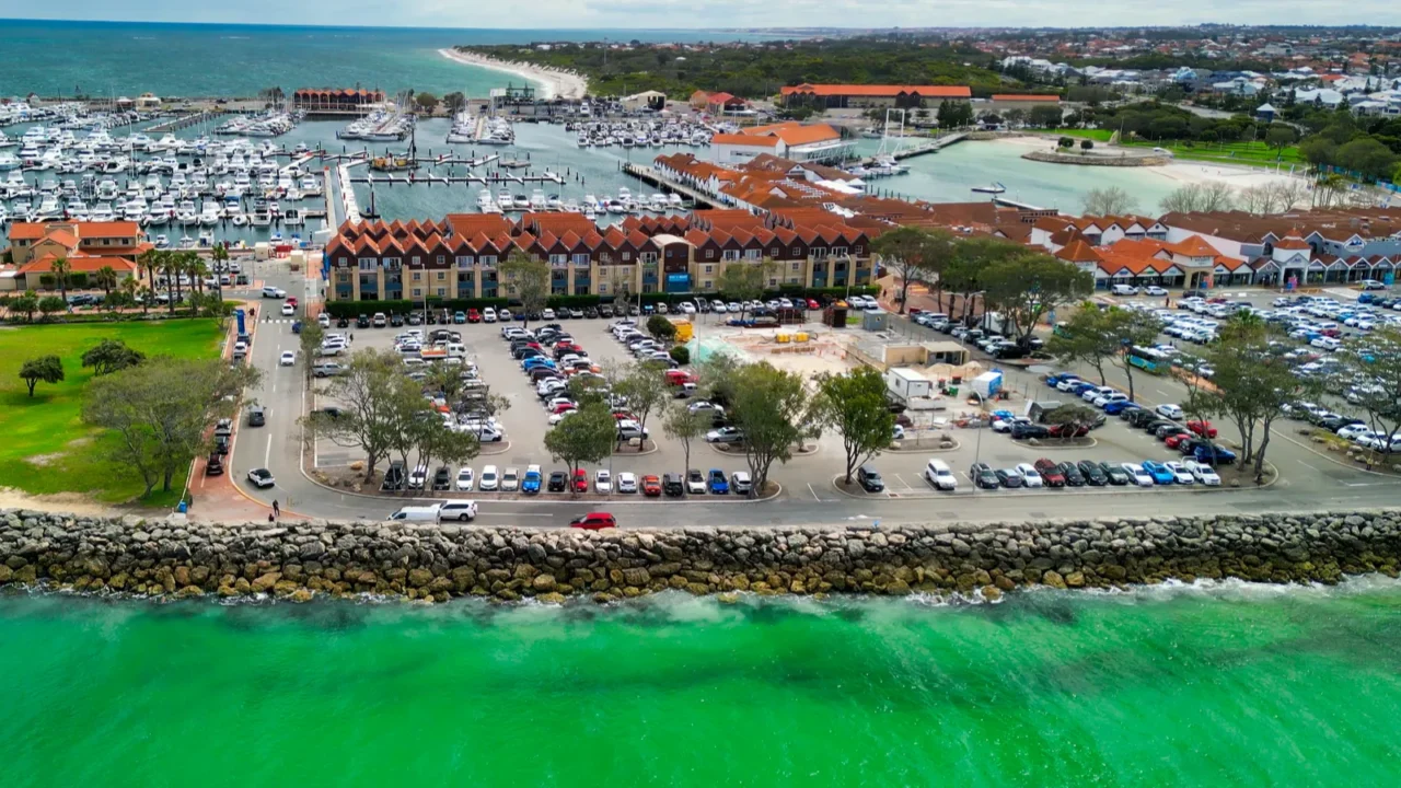 breathtaking aerial shot of sorrento port and coastline along the