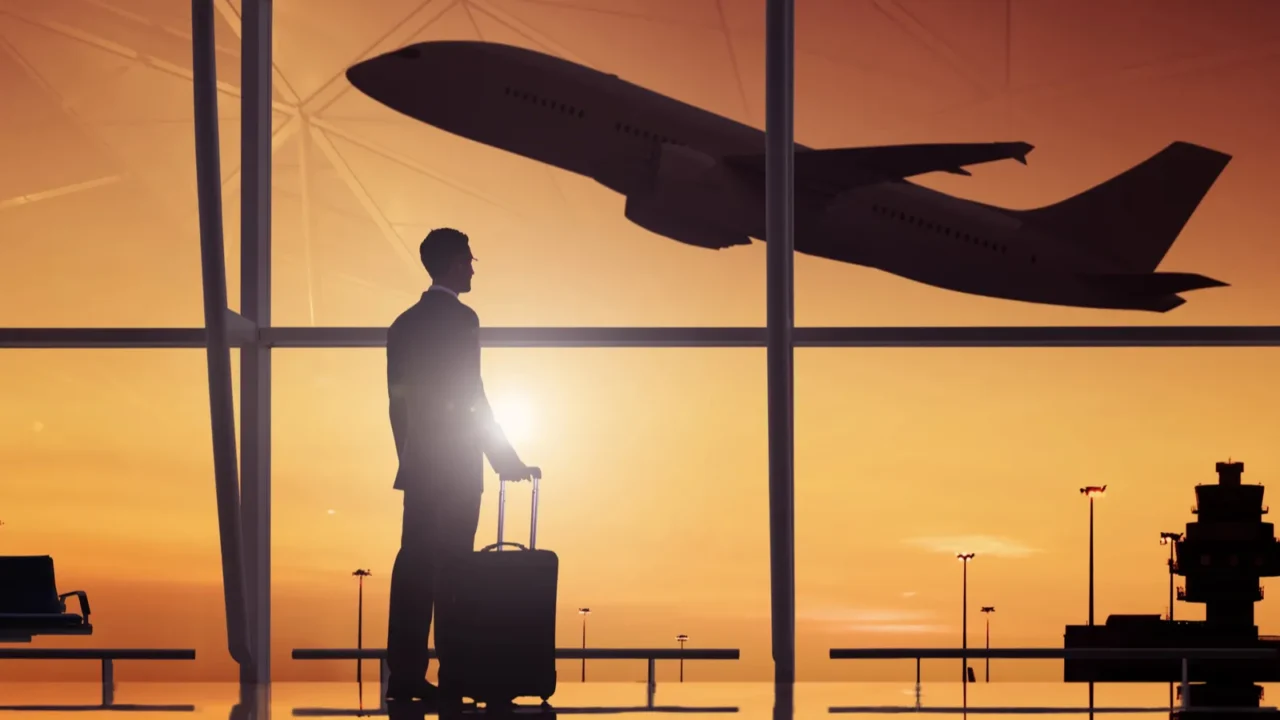 businessman waiting in an airport