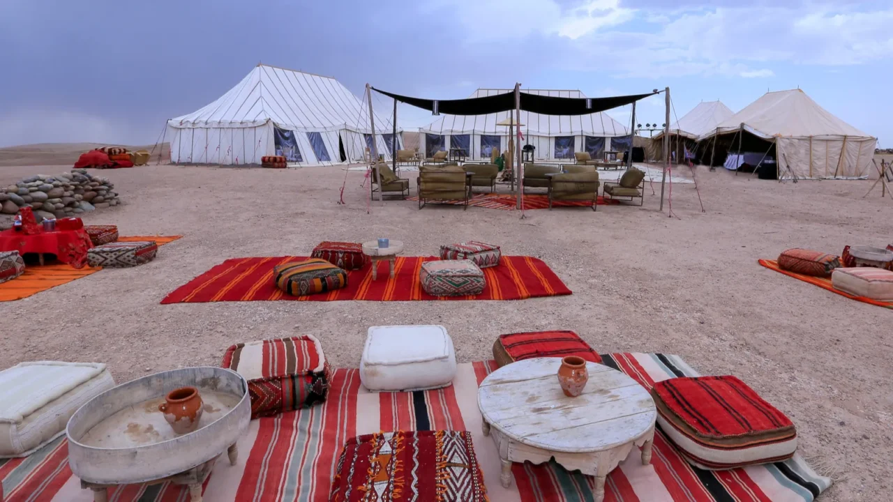 camp on agafay desert morocco