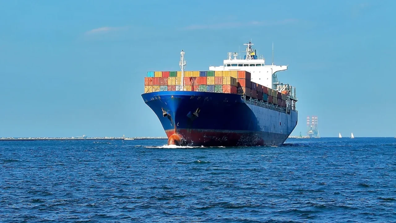 cargo ship is in port