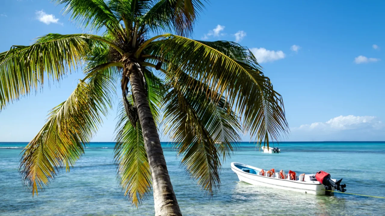 caribbean beach with boat
