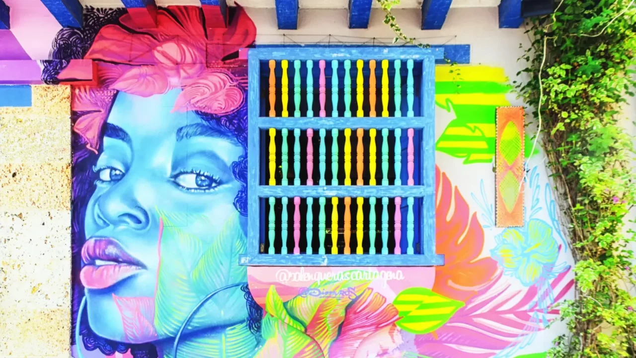 cartagena colombia  14 october 2019 colorful street art