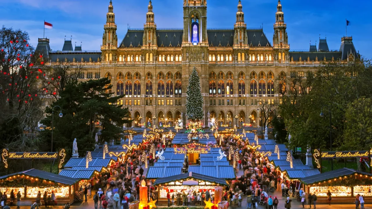 christmas market vienna traditional market at vienna town hall in