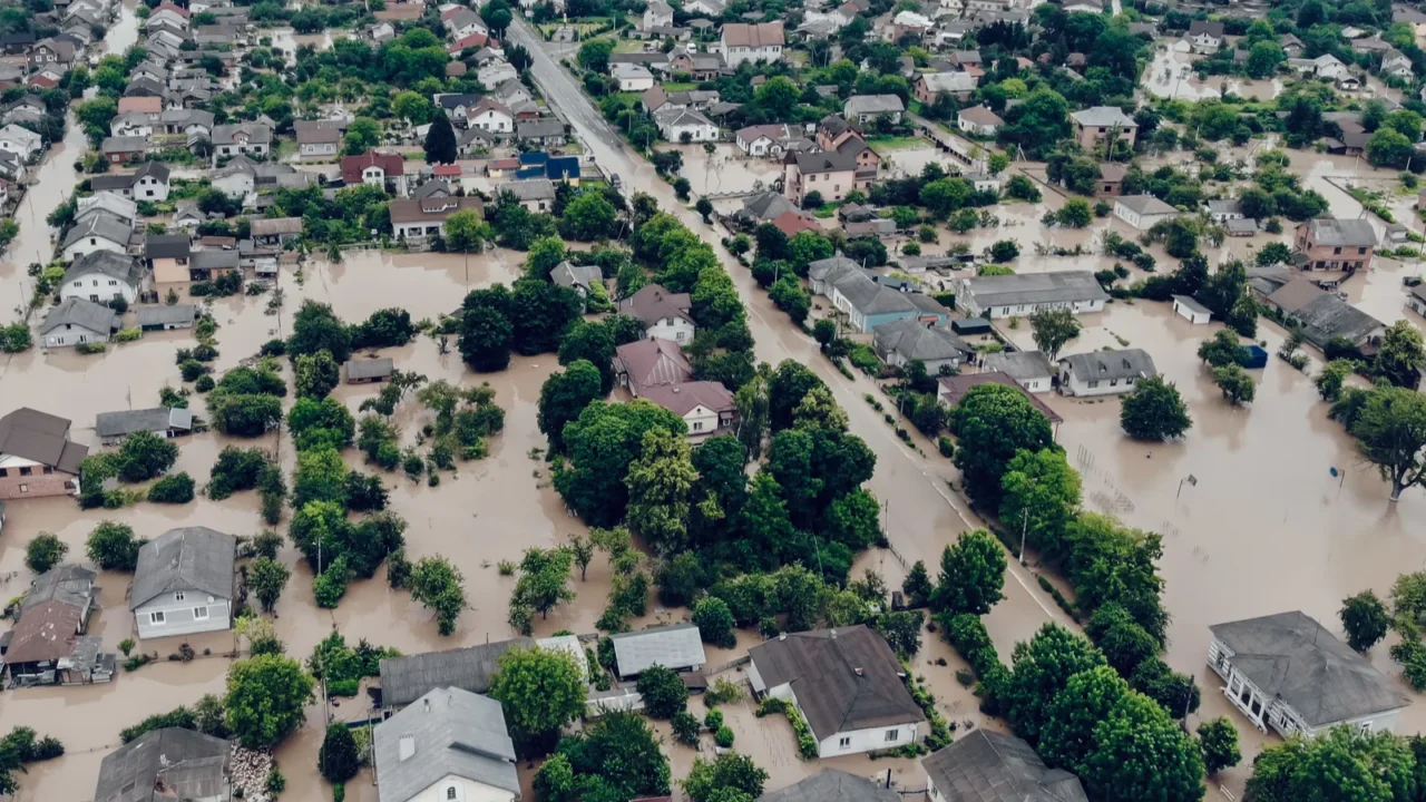 climate change and the effects of global warming flooded village
