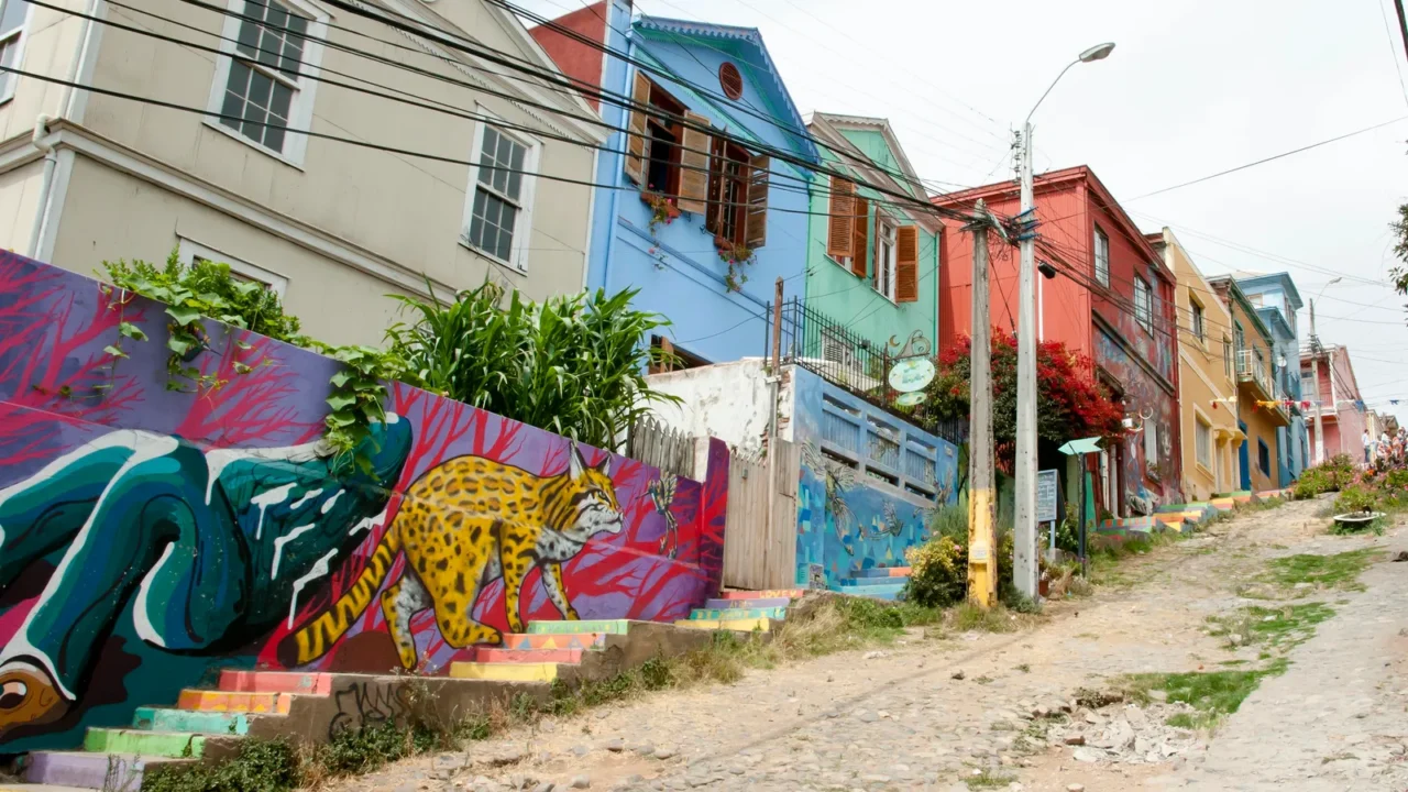 colorful street art  valparaiso  chile