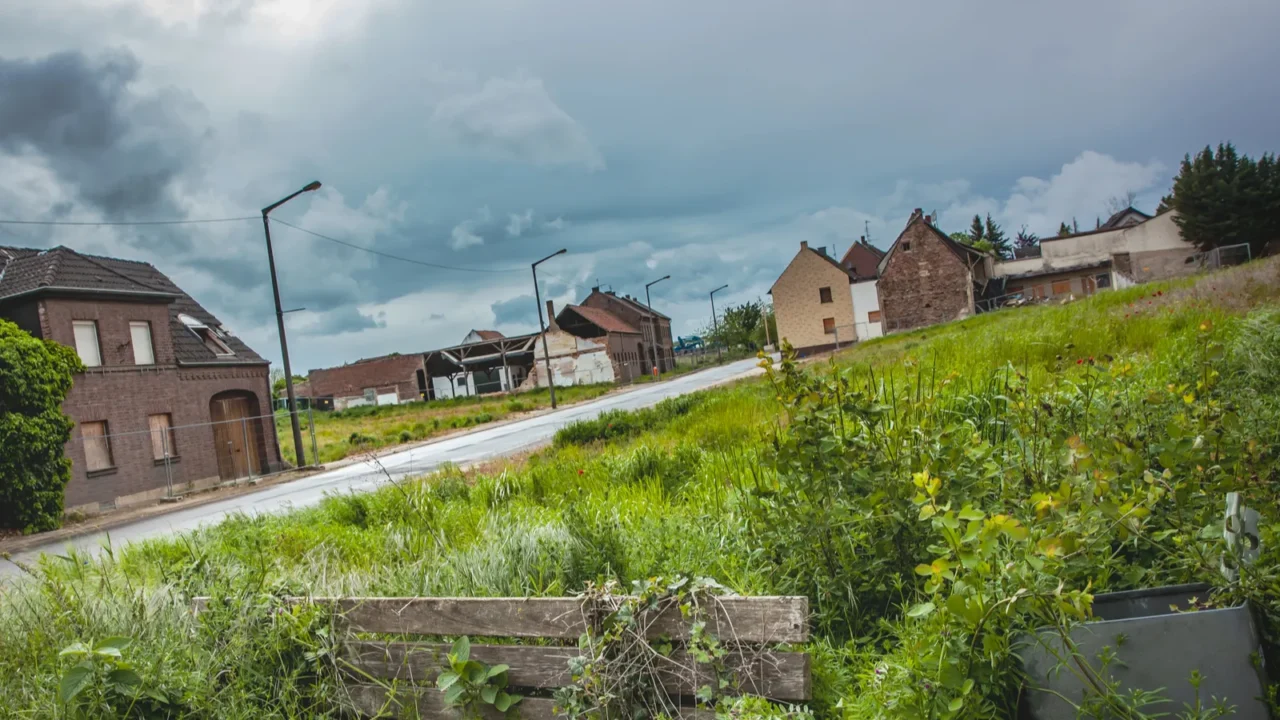 detail view of the abandoned resettled village of manheim