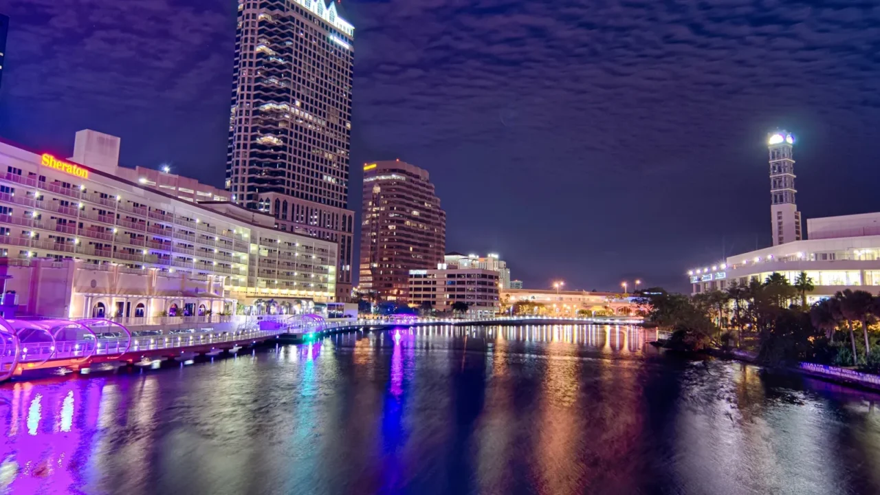 downtown tampa florida skyline at night