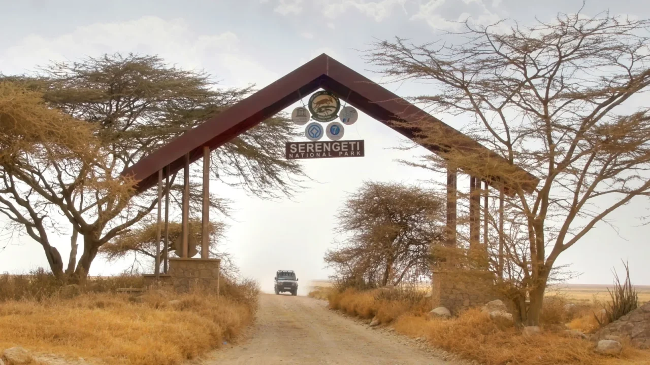 entrance gate by the border of the famous serengeti national