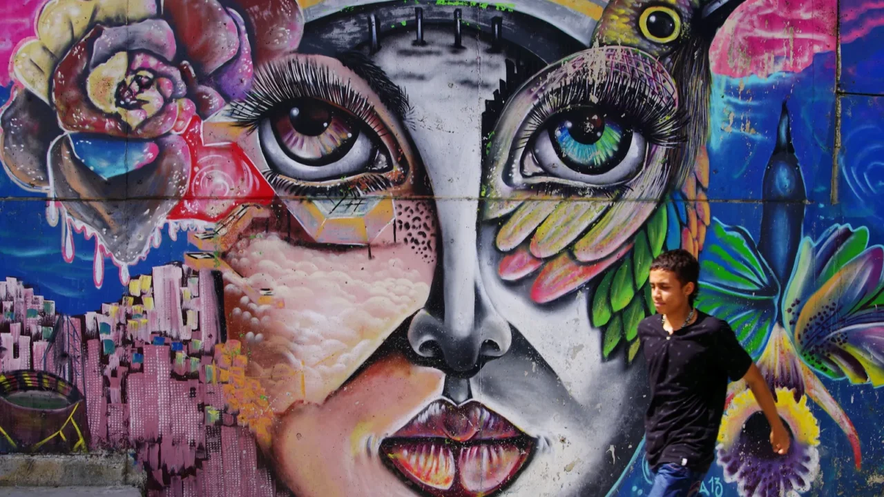 famous district 13 of medellin colombia south america