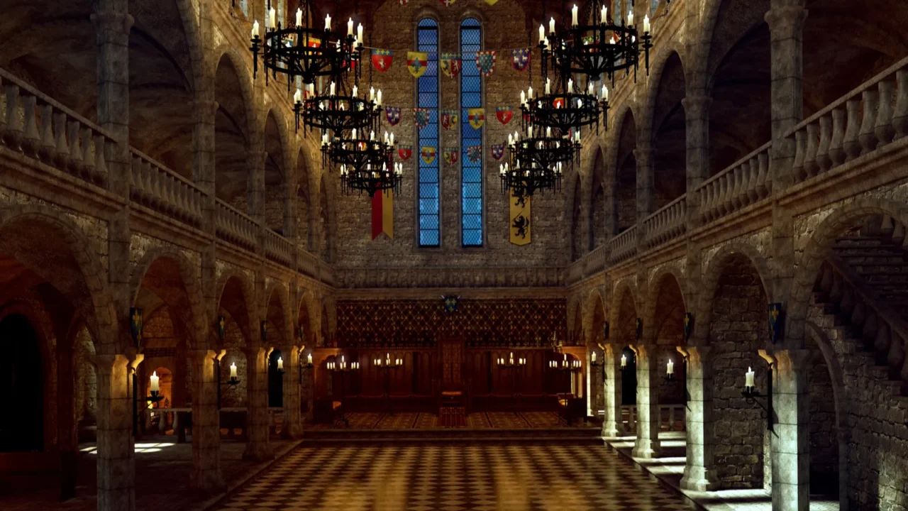 fantasy medieval castle great hall