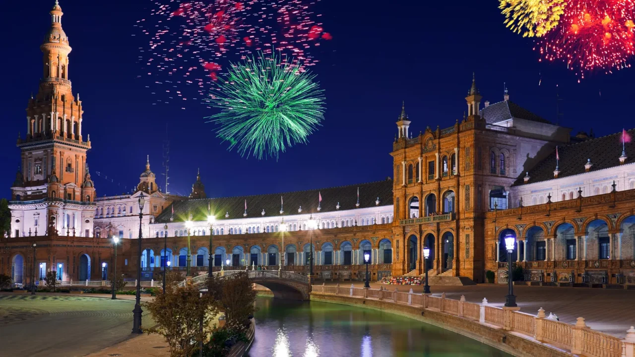 fireworks in sevilla spain