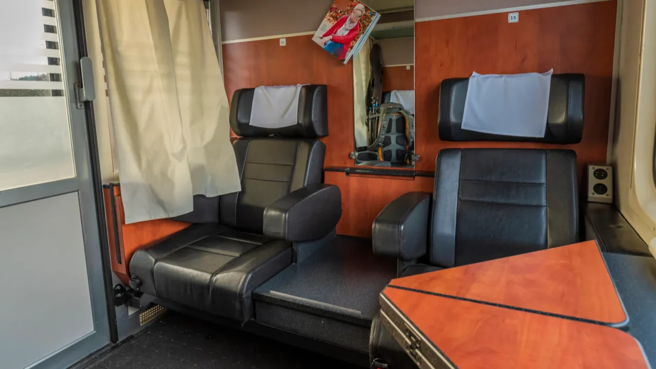 first class compartment in fast expres train in czech republic