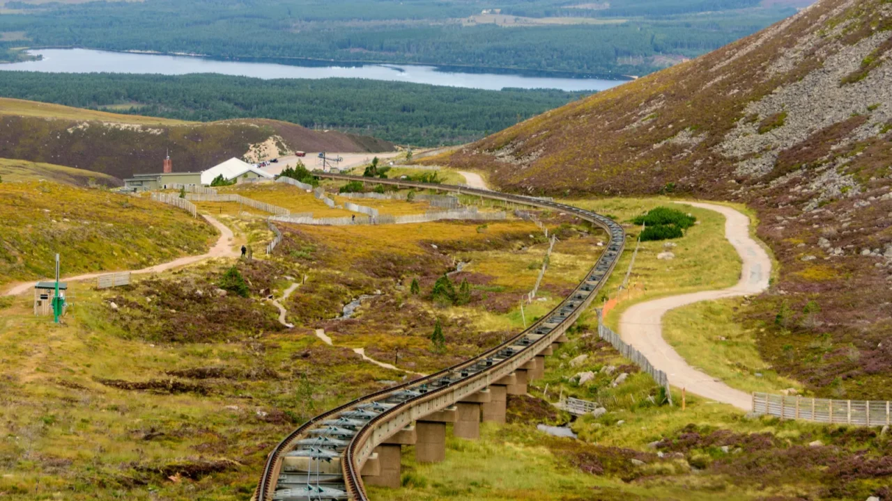 funicular train tracks in cairngorm national park