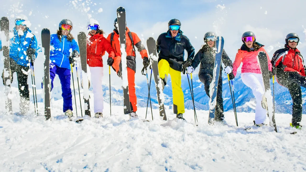 gudauri georgia  25th january 2022 large group of friends