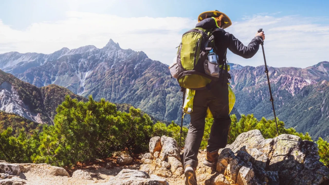 hiker do trekking activity on mountain in japan