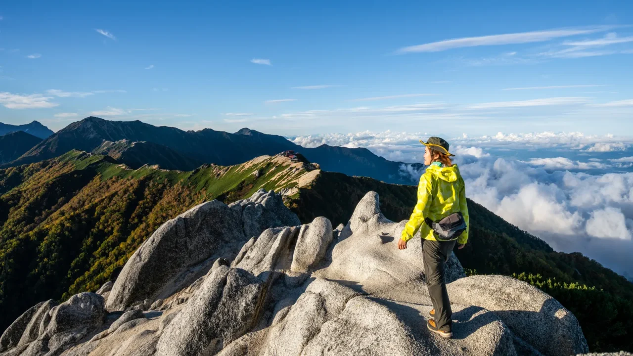 hiker do trekking activity on mountain in japan