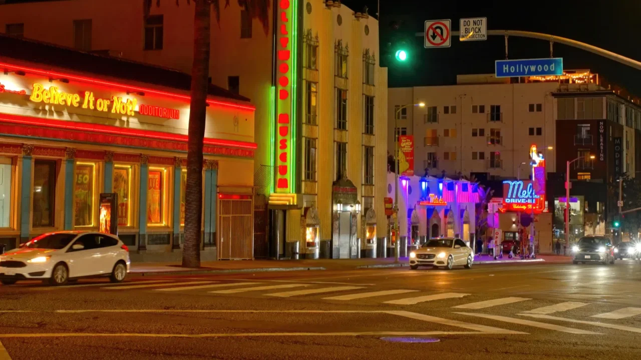 hollywood boulevard is a popular place at night los angeles