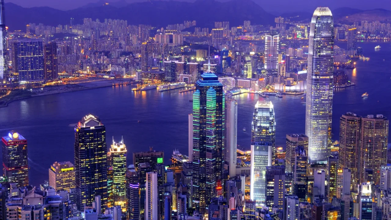 Hong Kong victoria harbor at night
