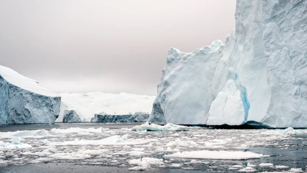 huge and beautiful glaciers are on the arctic ocean to