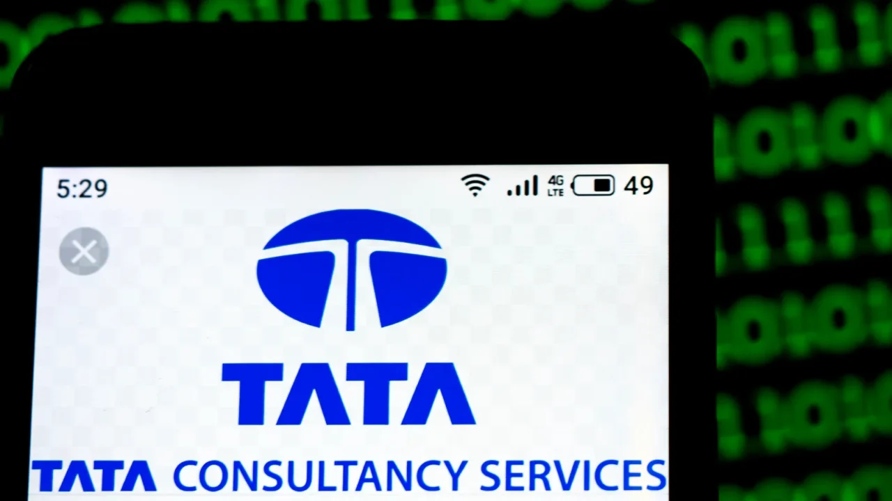 in this photo illustration the tata consultancy services limited